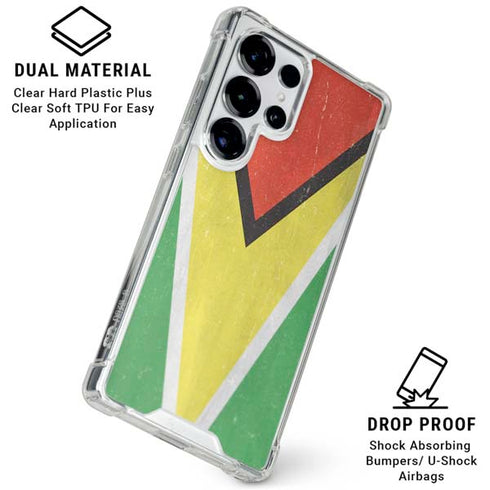 Guyana Flag Distressed Galaxy S25 Ultra Clear Case